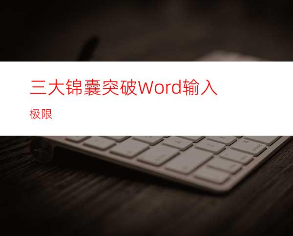 三大锦囊突破Word输入极限