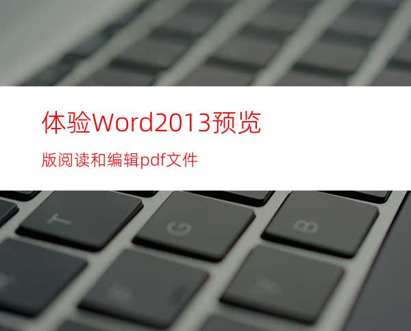 体验Word2013预览版阅读和编辑pdf文件