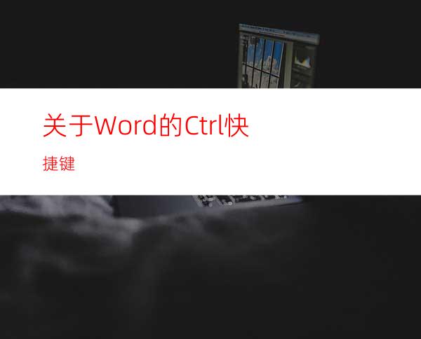 关于Word的Ctrl快捷键