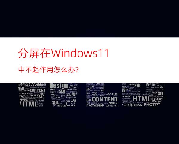 分屏在Windows11中不起作用怎么办？