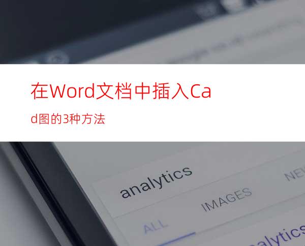 在Word文档中插入Cad图的3种方法