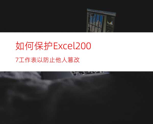 如何保护Excel2007工作表以防止他人篡改