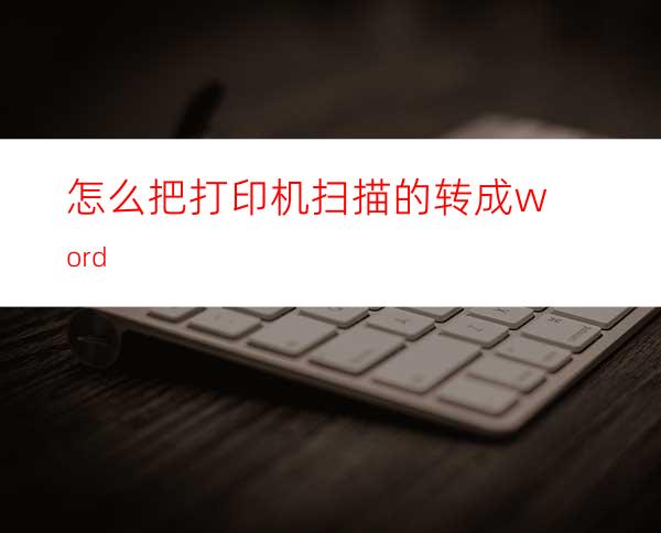 怎么把打印机扫描的转成word