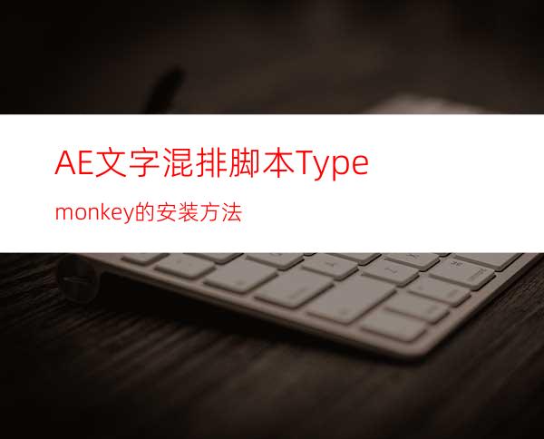 AE文字混排脚本Typemonkey的安装方法