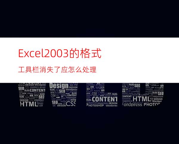 Excel2003的格式工具栏消失了应怎么处理