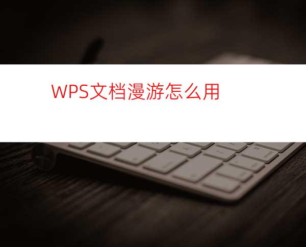 WPS文档漫游怎么用?