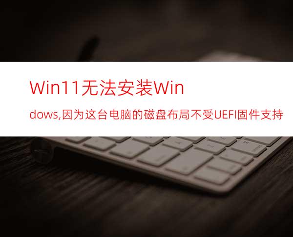 Win11无法安装Windows,因为这台电脑的磁盘布局不受UEFI固件支持