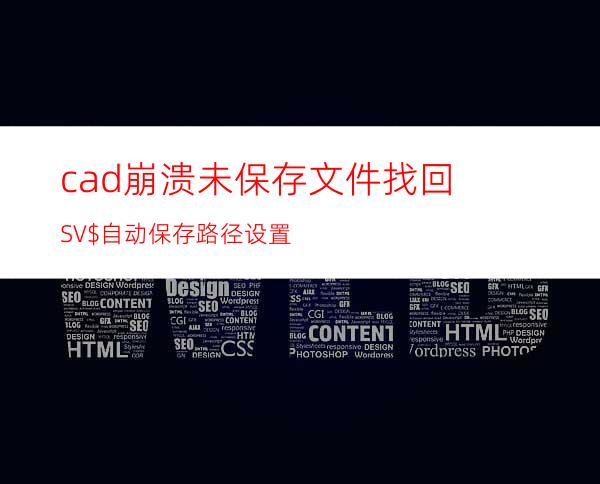 cad崩溃. 未保存文件找回 SV$.自动保存路径设置