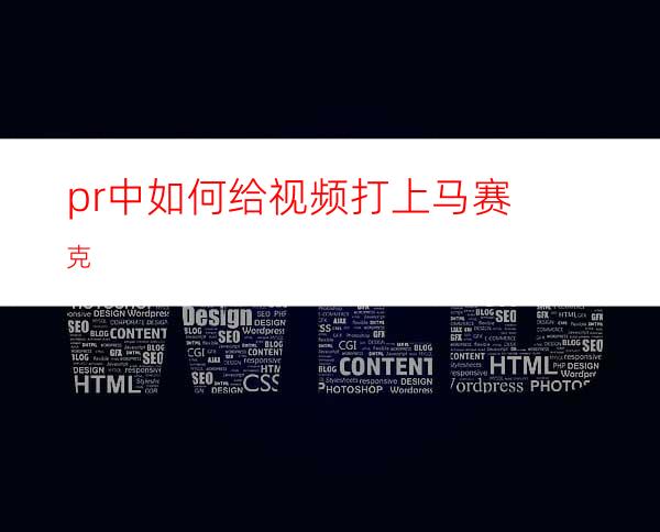 pr中如何给视频打上马赛克