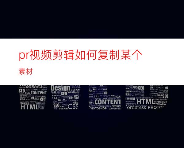 pr视频剪辑如何复制某个素材