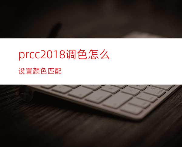 prcc2018调色怎么设置颜色匹配