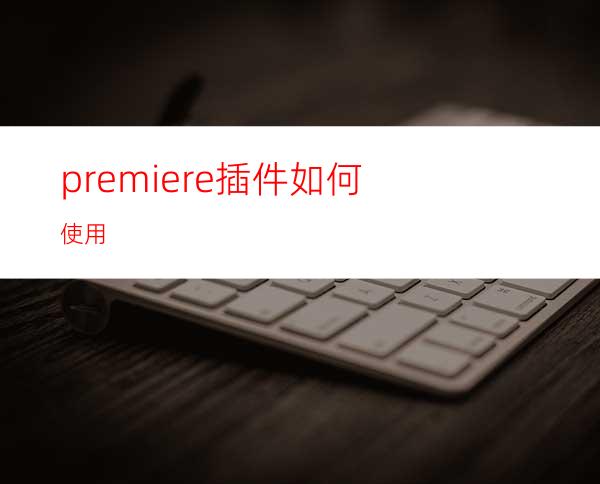 premiere插件如何使用