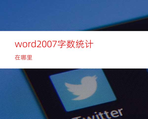 word2007字数统计在哪里